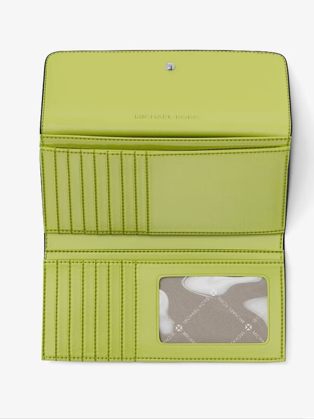 NWT Michael Kors Lime  Jet Set Large Signature Trifold Wallet. - Picture 2 of 4